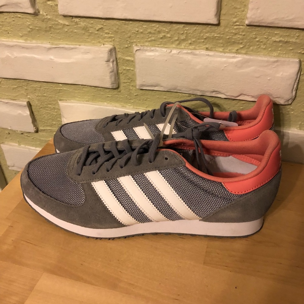 Grey pink and white Adidas shoes size 10